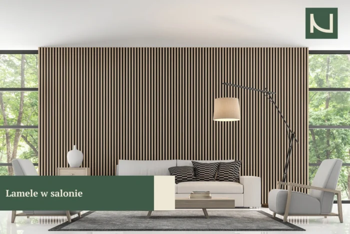 lamele w salonie - wykończenia ścian