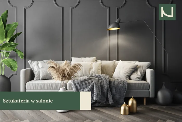 wykończenie ścian - sztukateria w salonie