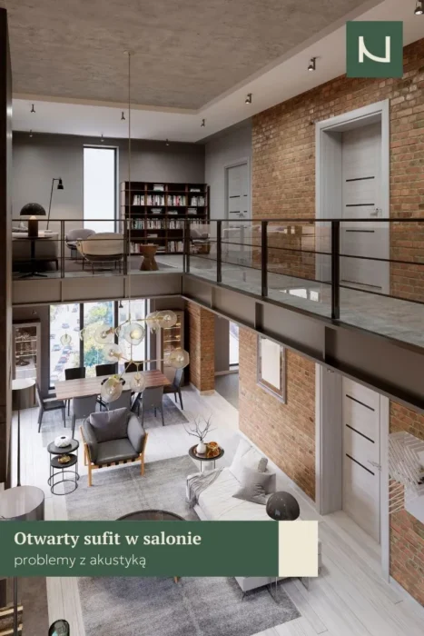 otwarty sufit nad salonem